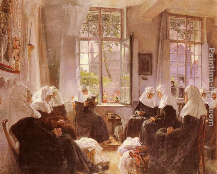 The Lacemakers Of Ghent At Prayer painting - Max Silbert The Lacemakers Of Ghent At Prayer art painting